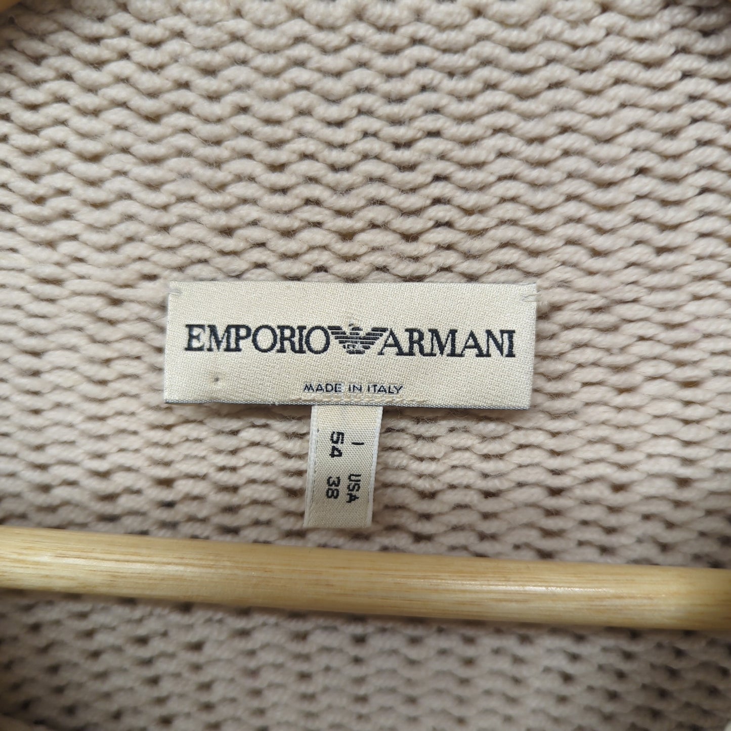 Emporio Armani Cream White Chunky Knit Jumper High Neck Italy Womens Size 10-12