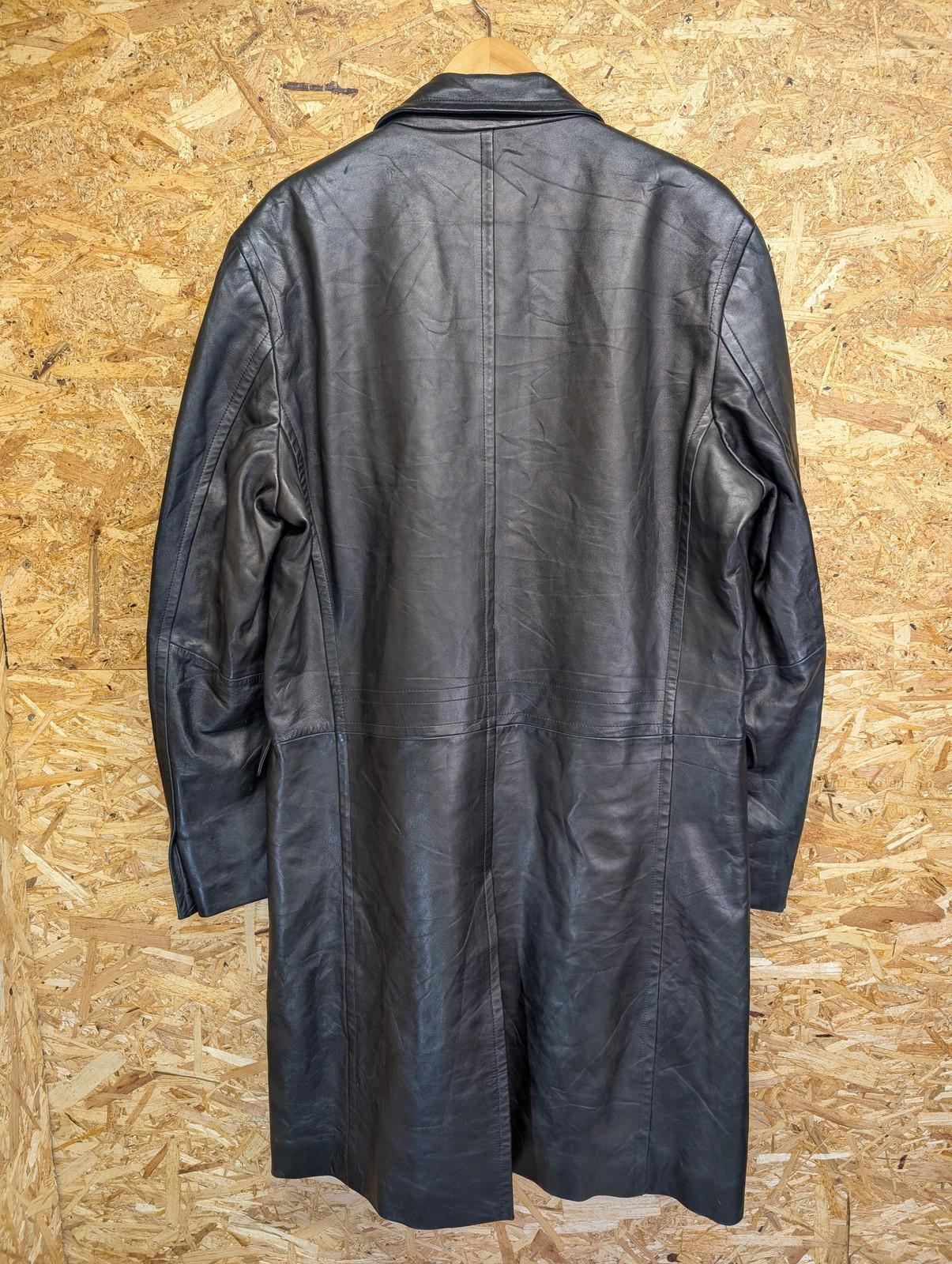 Boss Italian Leather Overcoat XL Men Black Long-Line Lamb Vintage 90s