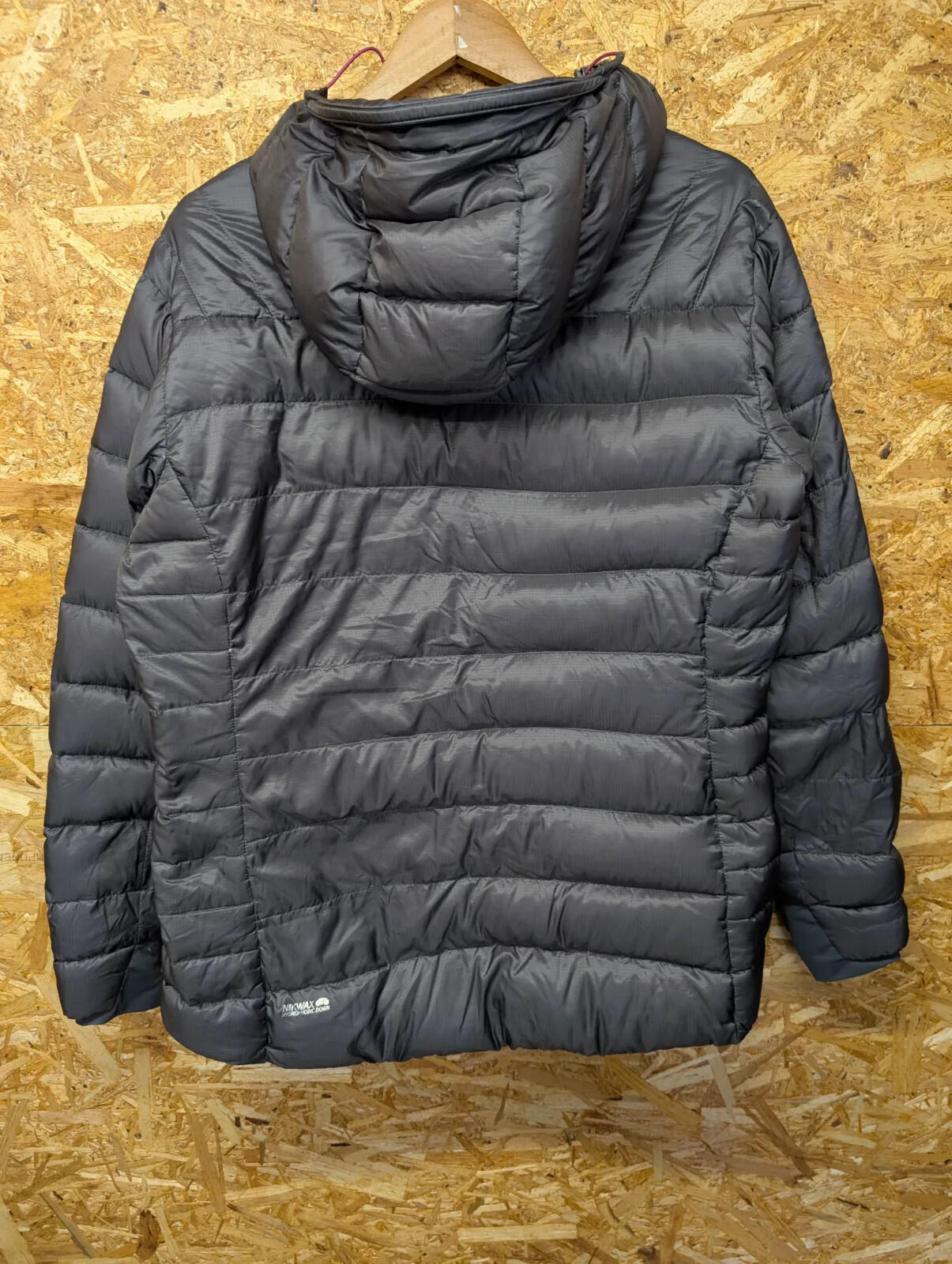 Rab Electron Puffer Jacket Womens Size 14 Charcoal Nikwax Hydrophobic Down Hood