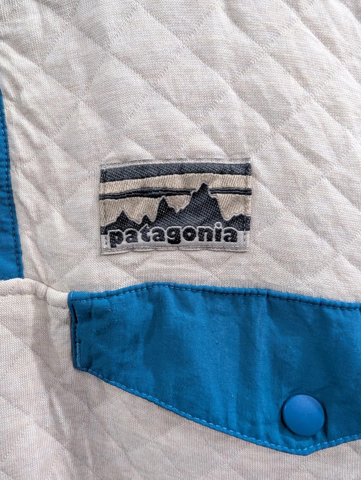 Patagonia Quilted Pullover Small Women Organic Cotton Crew Diamond Pattern Snap