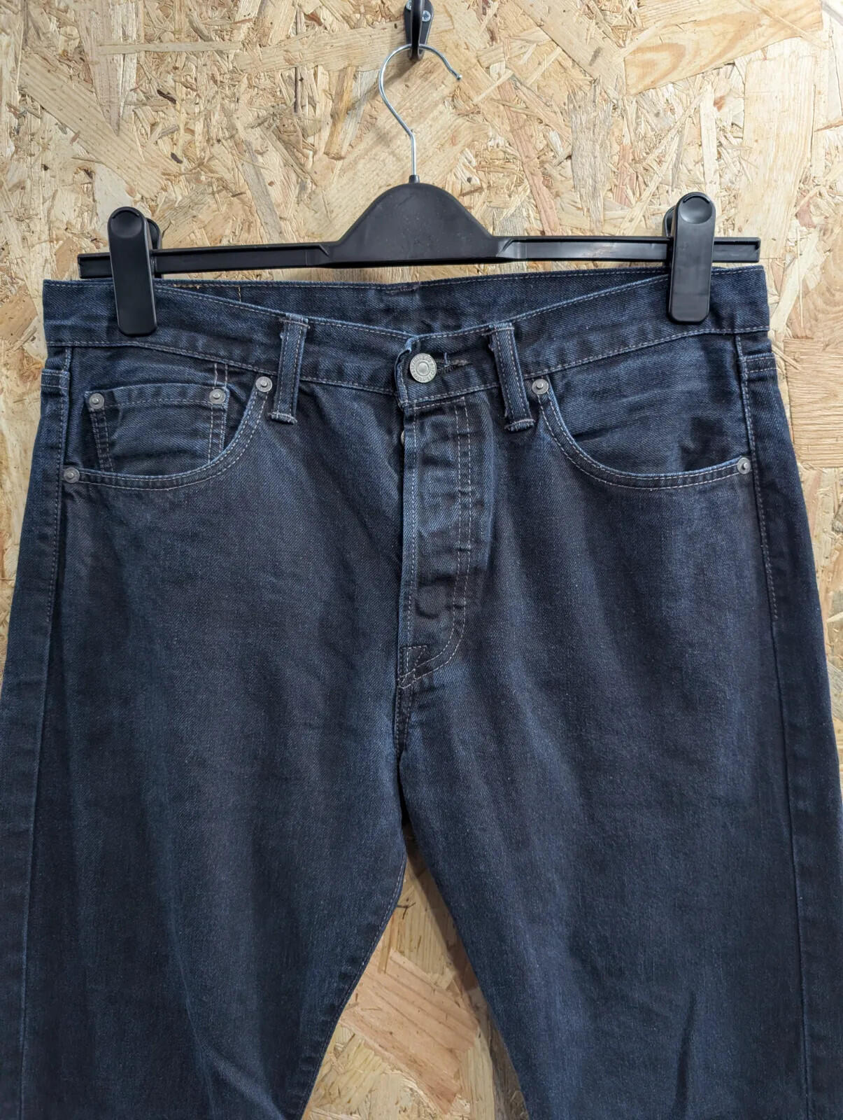Levis 501 Jeans Men W32 L30 Dark Blue Wash Denim Regular Straight Fit Button Fly
