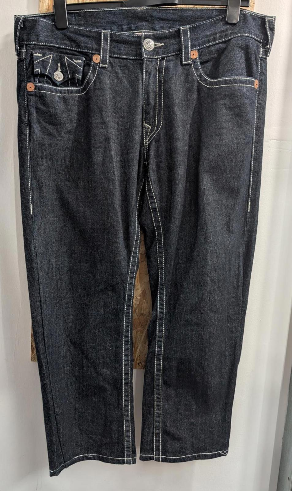 True Religion Ricky Jeans W38 L28 Made In USA Indigo Navy Blue Vintage 90s