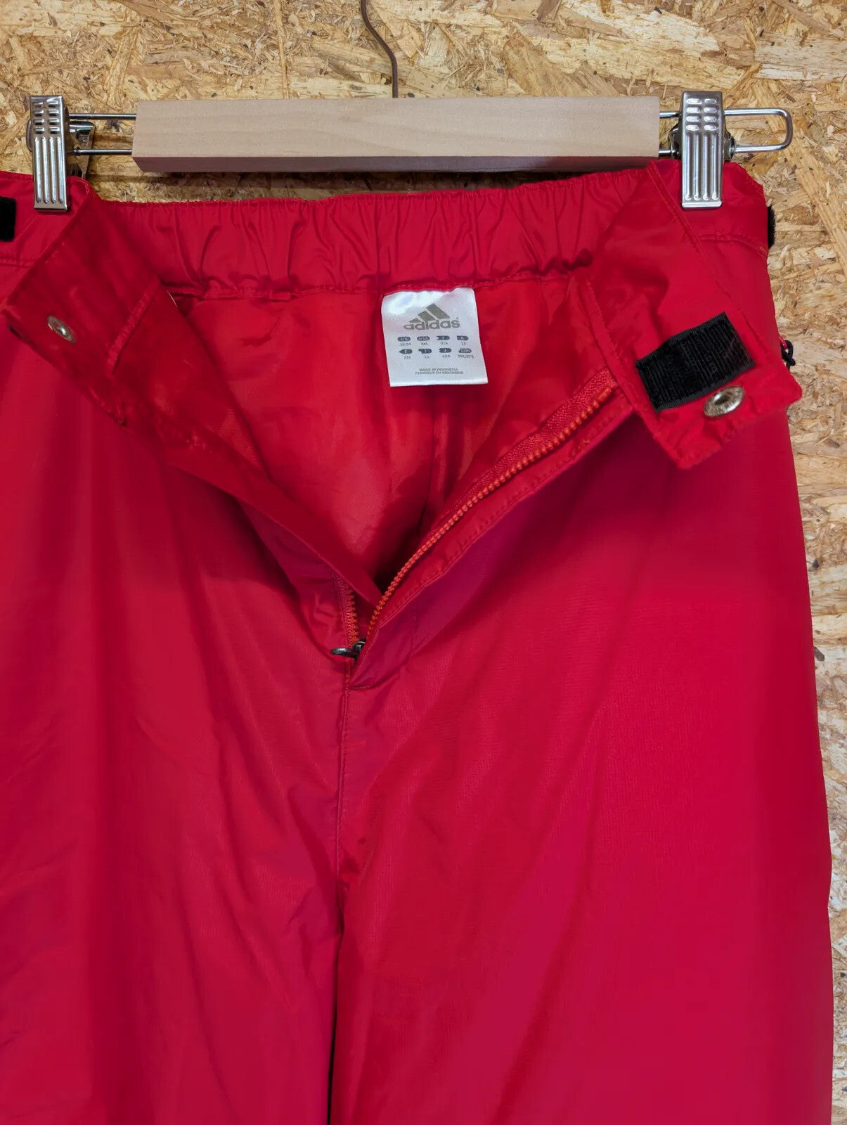 Adidas Insulated Ski Pants W40 Red 3 Stripes Snowboard Zip Sides Salopettes