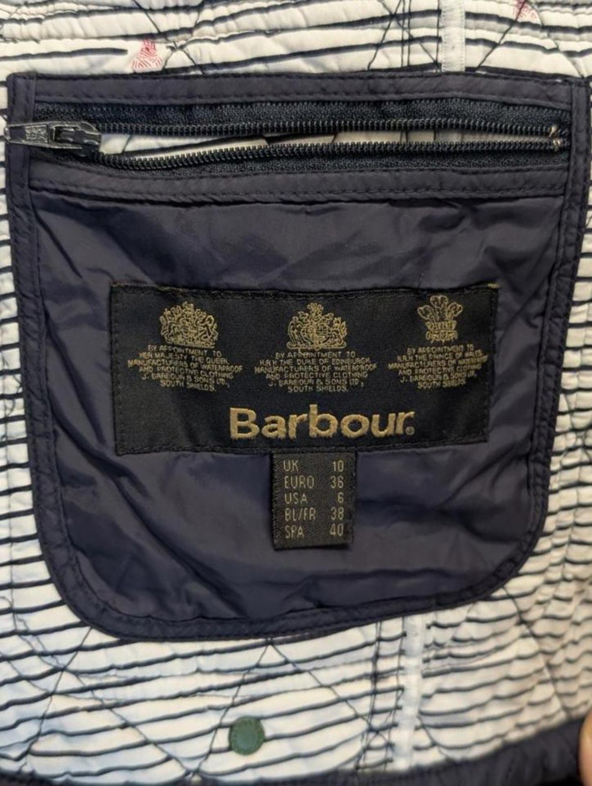 Barbour Buryhead Quilt Jacket UK 10 Women Navy Blue Padded Cord Collar Pocket