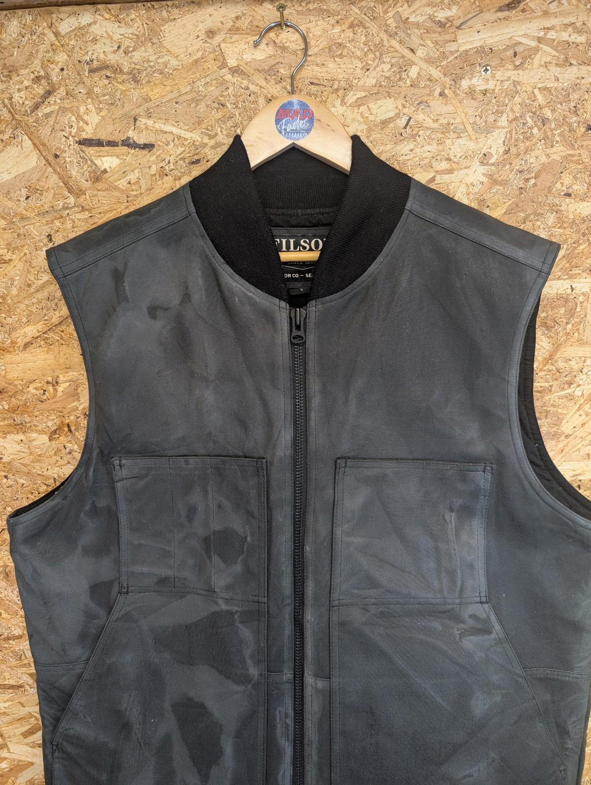 Filson Insulated Tin Cloth Work Vest Large Men Quilted Padded Workwear Black