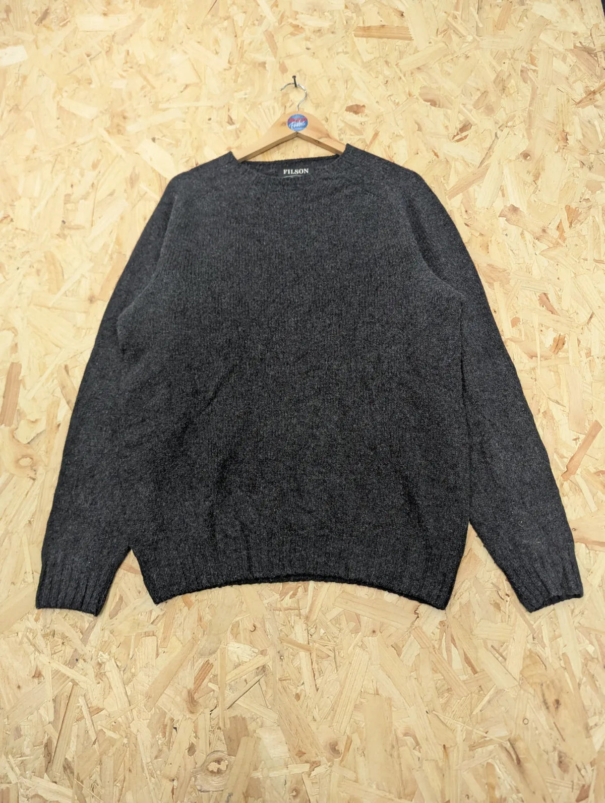 Filson Jumper Men Large Charcoal Grey Lambswool Crew Neck Pullover Made Scotland