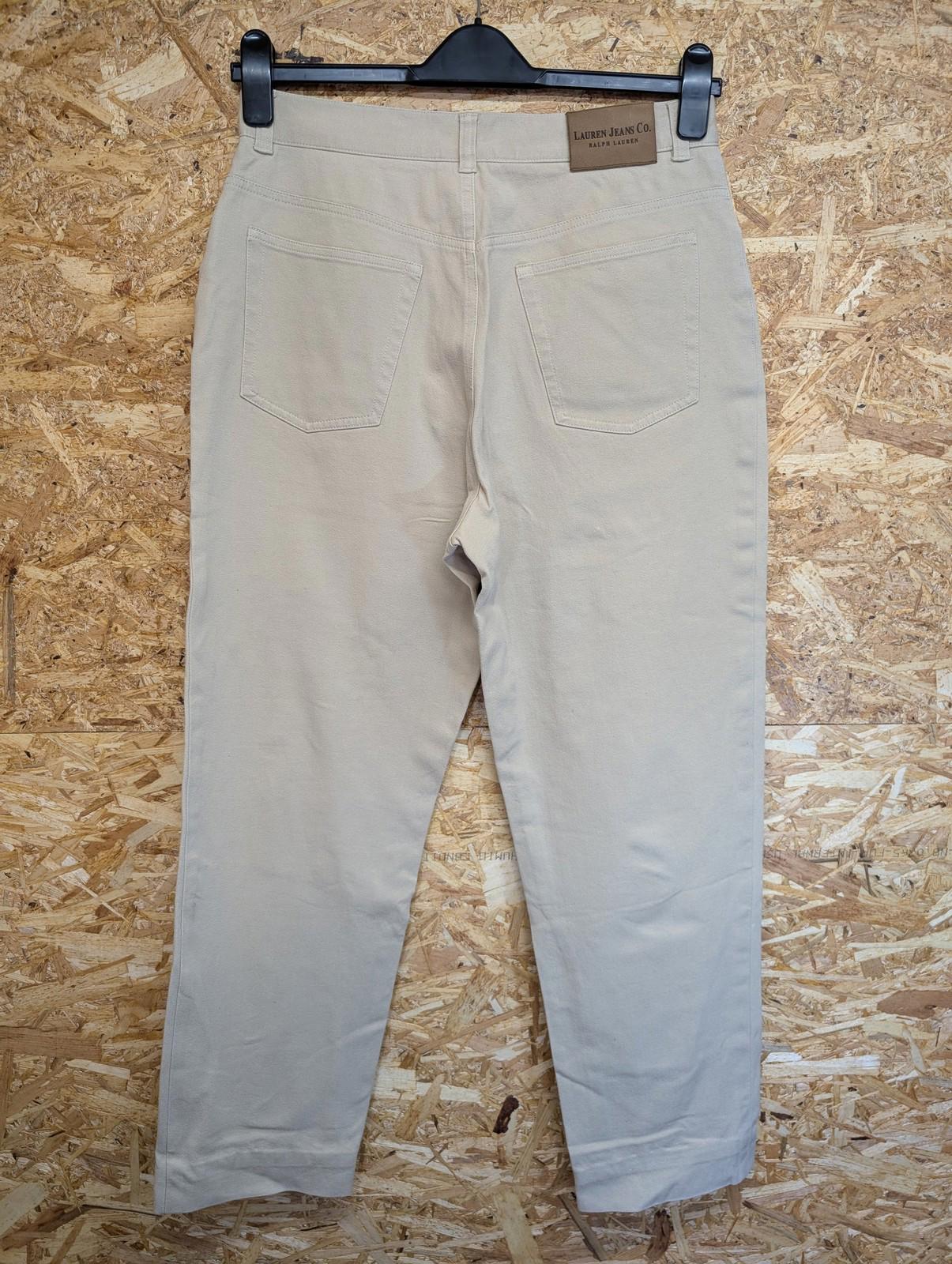 Lauren Jeans Co Trousers Women UK 12 Beige Stone Cotton Blend High Waist Chino