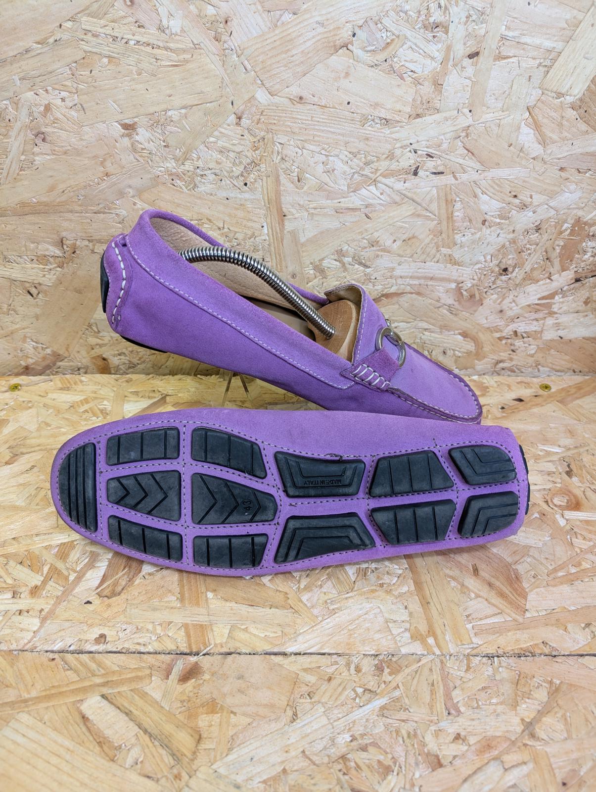 Luciano Di Roma Suede Purple Loafers Driving Shoes Made Italy Slip On 9 UK 43 EU
