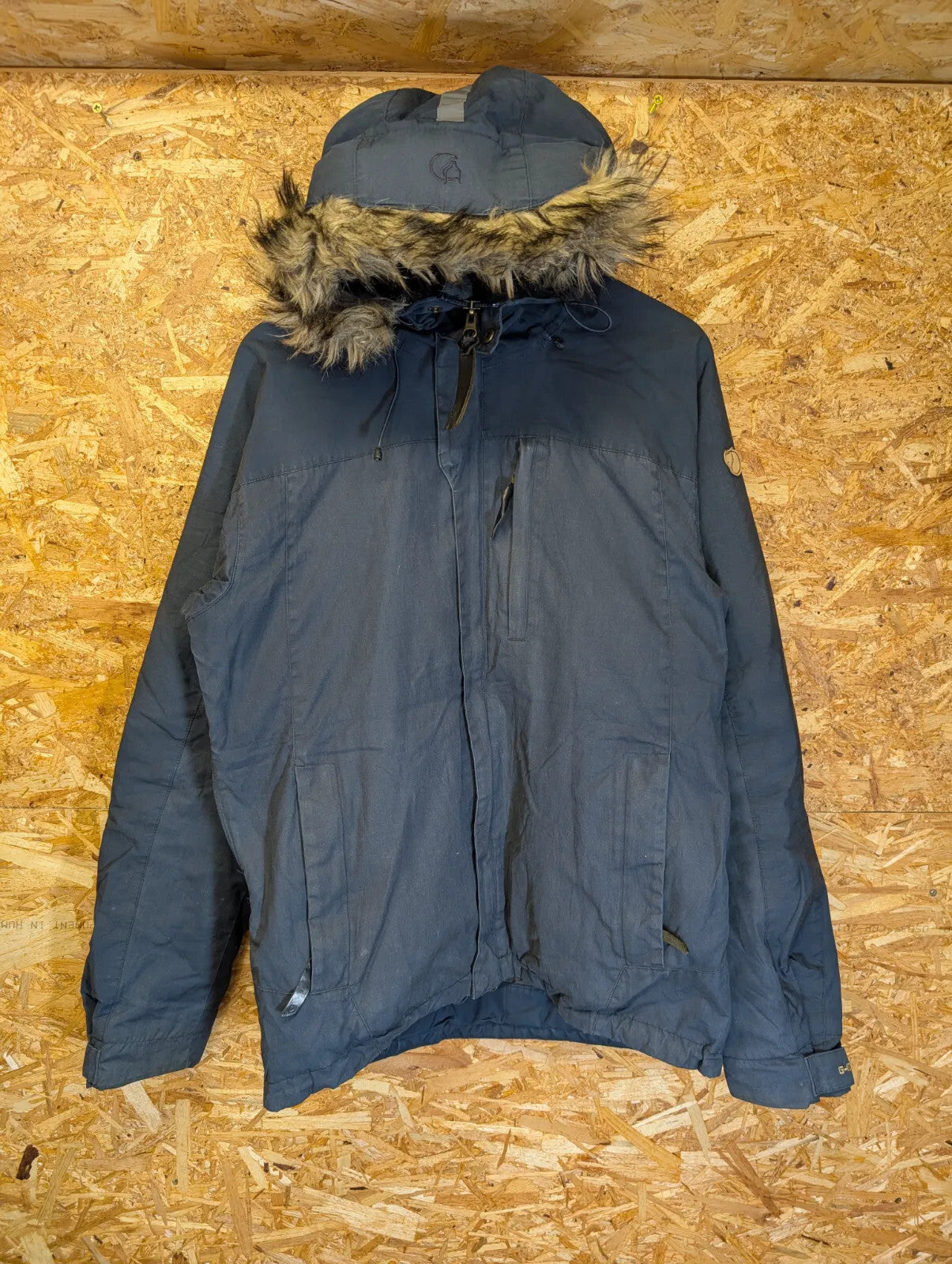 Fjallraven G1000 Singi Loft Jacket Medium Navy Greenland Wax Hood Fleece Lined
