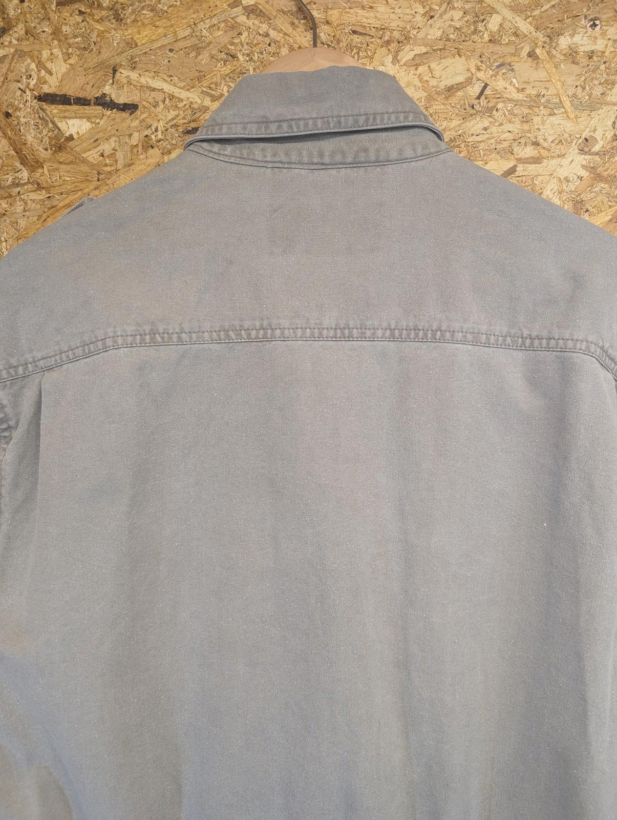 Cabelas Safari Chore Jacket Large Men USA Button Pockets Epaulettes Grey Khaki