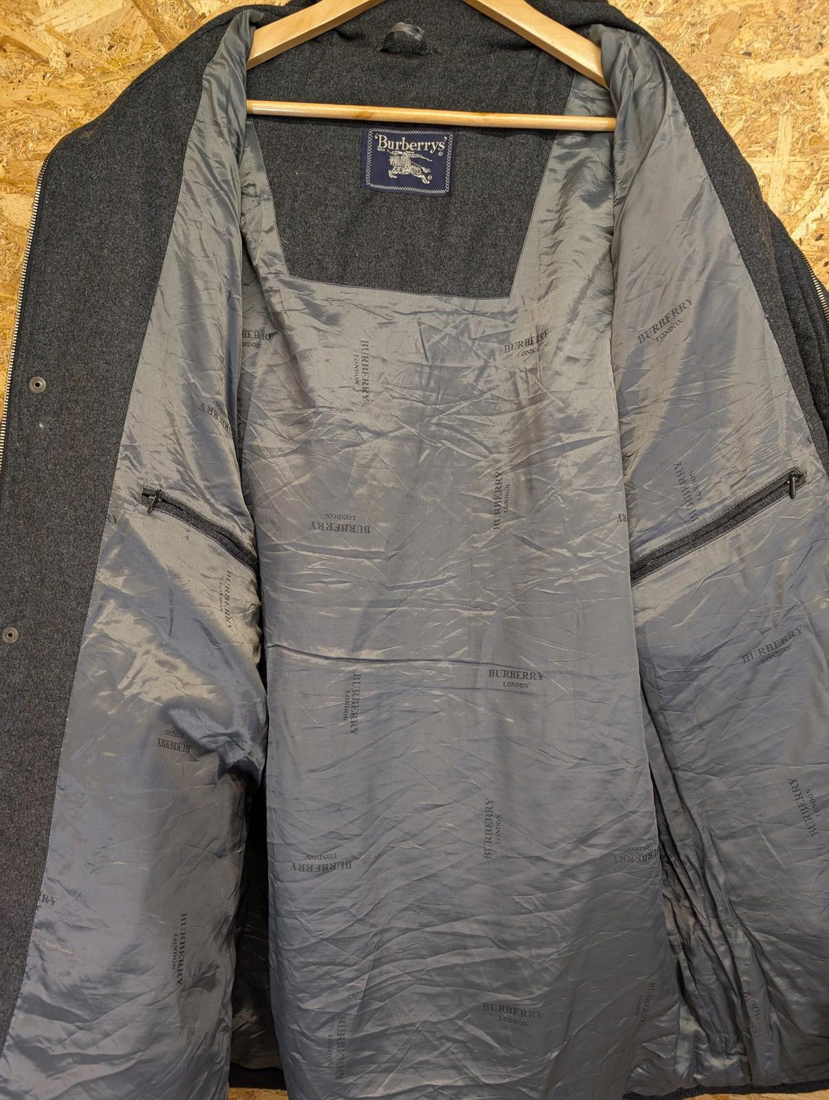 Burberry Puffer Jacket Size 3XL Men Grey Wool Blend Winter Coat Vintage 90s