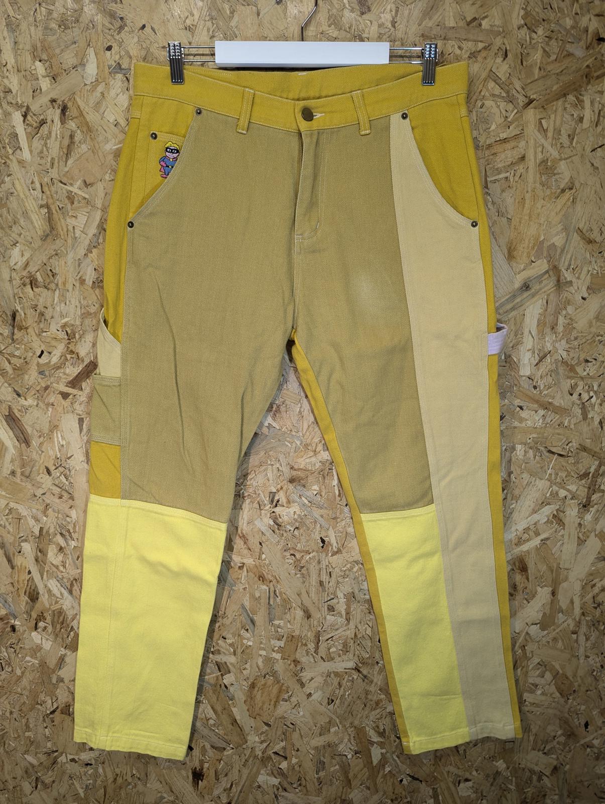 KidSuper Jeans W32 L32 Mustard Yellow Denim Carpenter Cargo Japan Embroidered