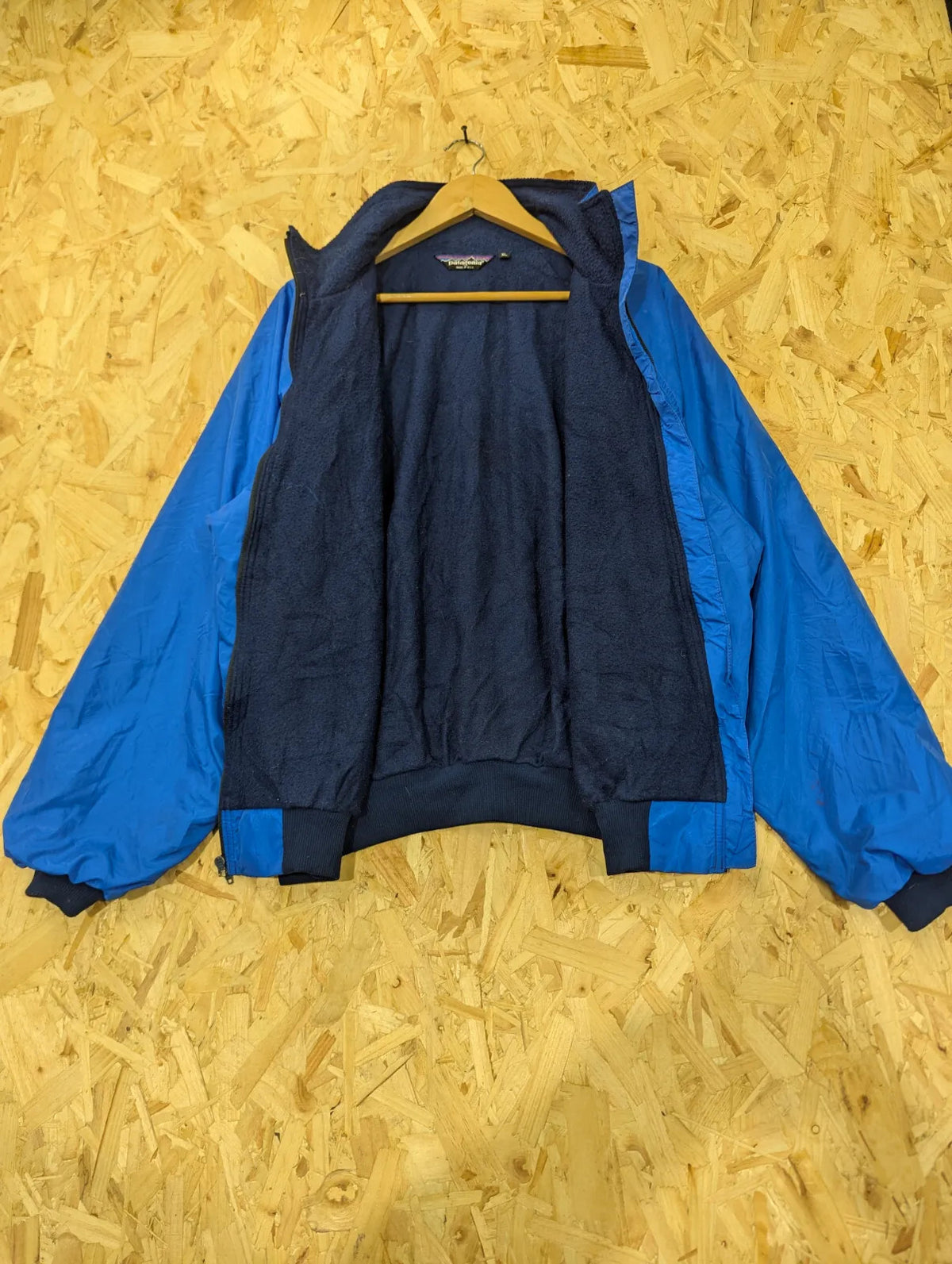 Vintage Patagonia Jacket Mens XL Blue Fleece Lined Synchilla Bomber USA Made 90s