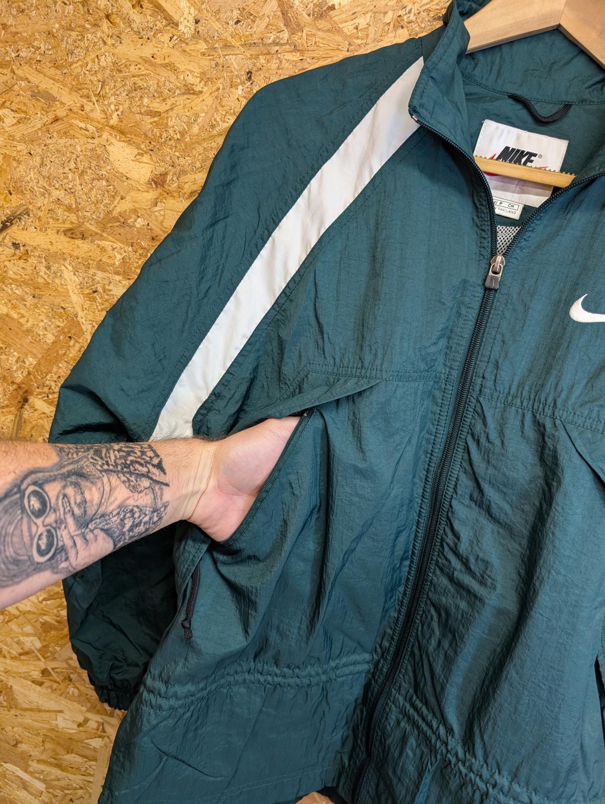 Nike Track Top Small Green White Windbreaker Tracksuit Full Zip Vintage 90s