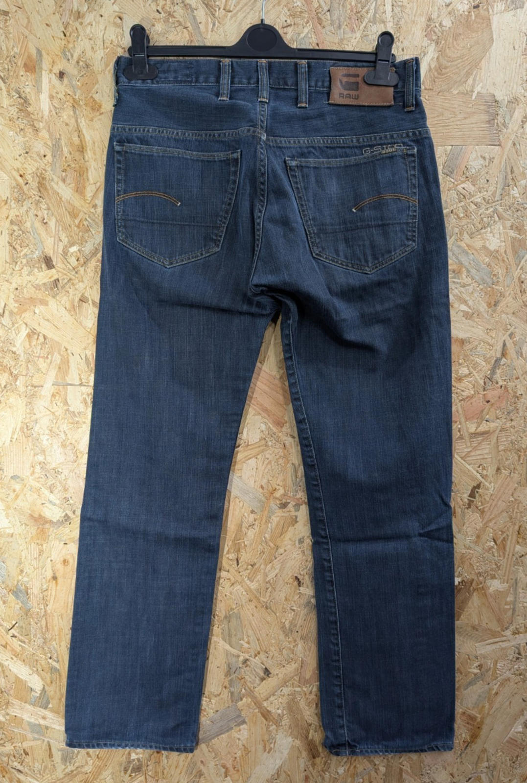 G-Star Jeans W34 L32 3301 Classic Navy Blue Denim Straight Leg Button Fly