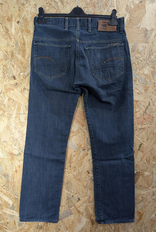 G-Star Jeans W34 L32 3301 Classic Navy Blue Denim Straight Leg Button Fly