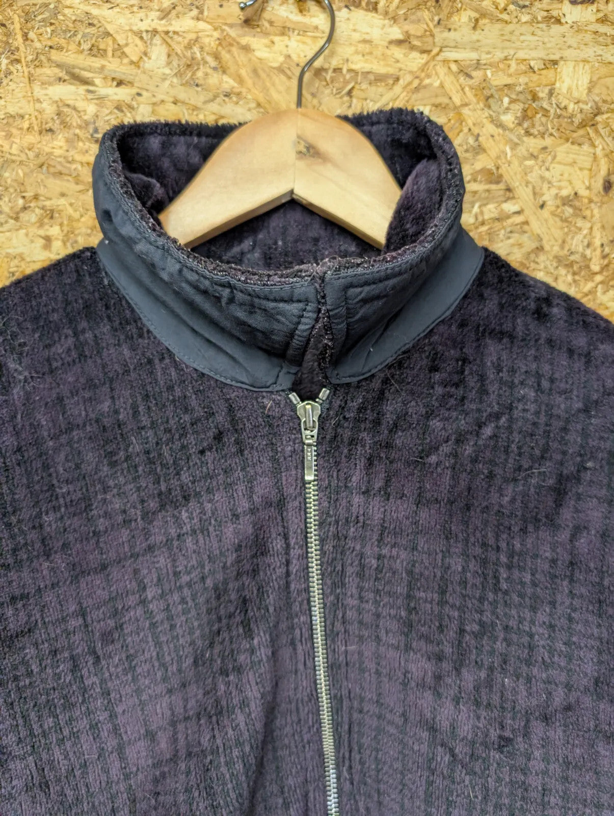 Patagonia Fleece Jacket Womens Medium Dark Purple Black Check Full Zip USA Made