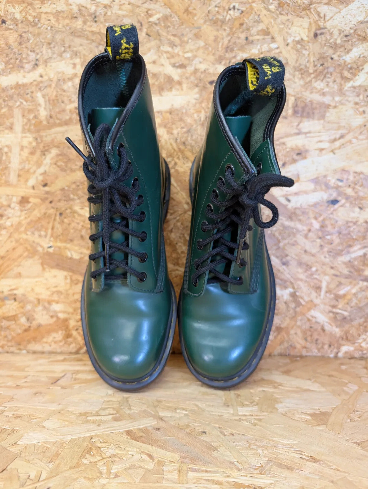 Dr Martens 1460 Green Leather Boots Womens UK 5 EU 38 Lace Up Smooth 10072