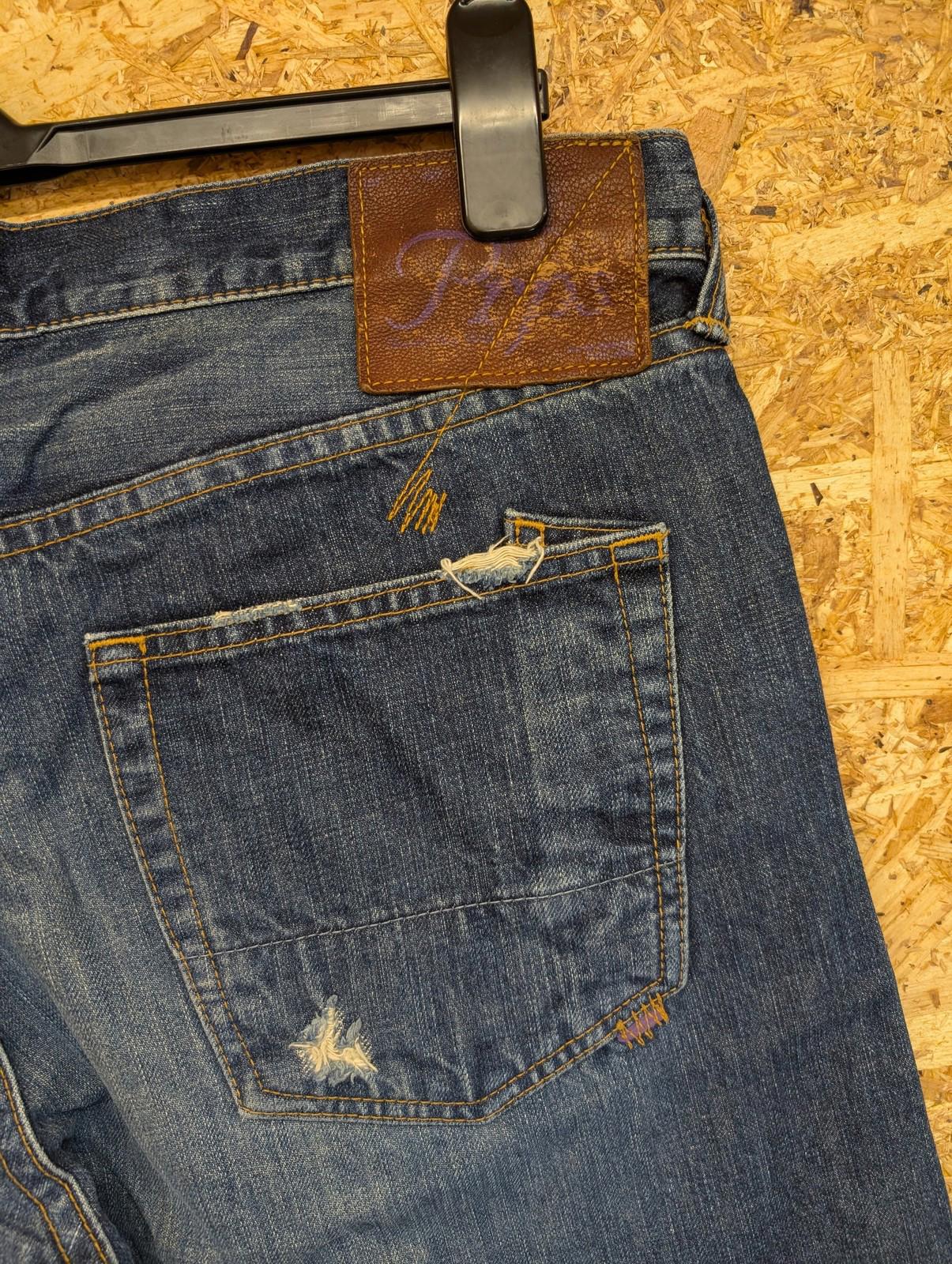 PRPS Jeans Mens W36 Straight Leg Distressed Button Fly Blue Denim Made In Japan