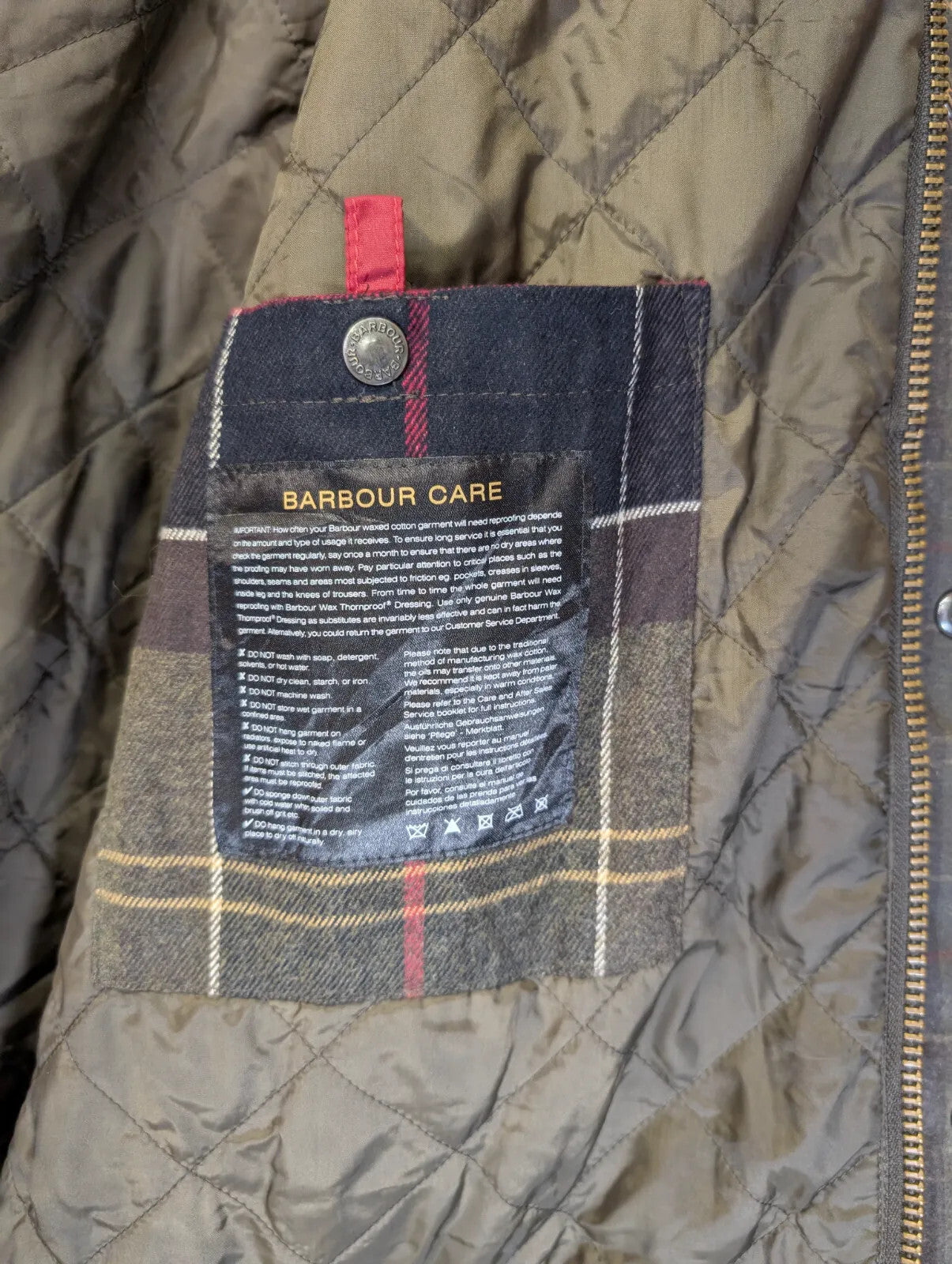 Barbour Hemming Padded Wax Jacket Mens XL Green Classic Tartan Quilted Corduroy