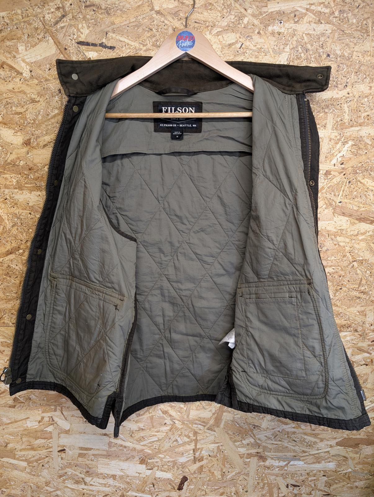 Filson Polson Vest Brown Size Medium Padded Quilted Oiled Gilet Body Warmer
