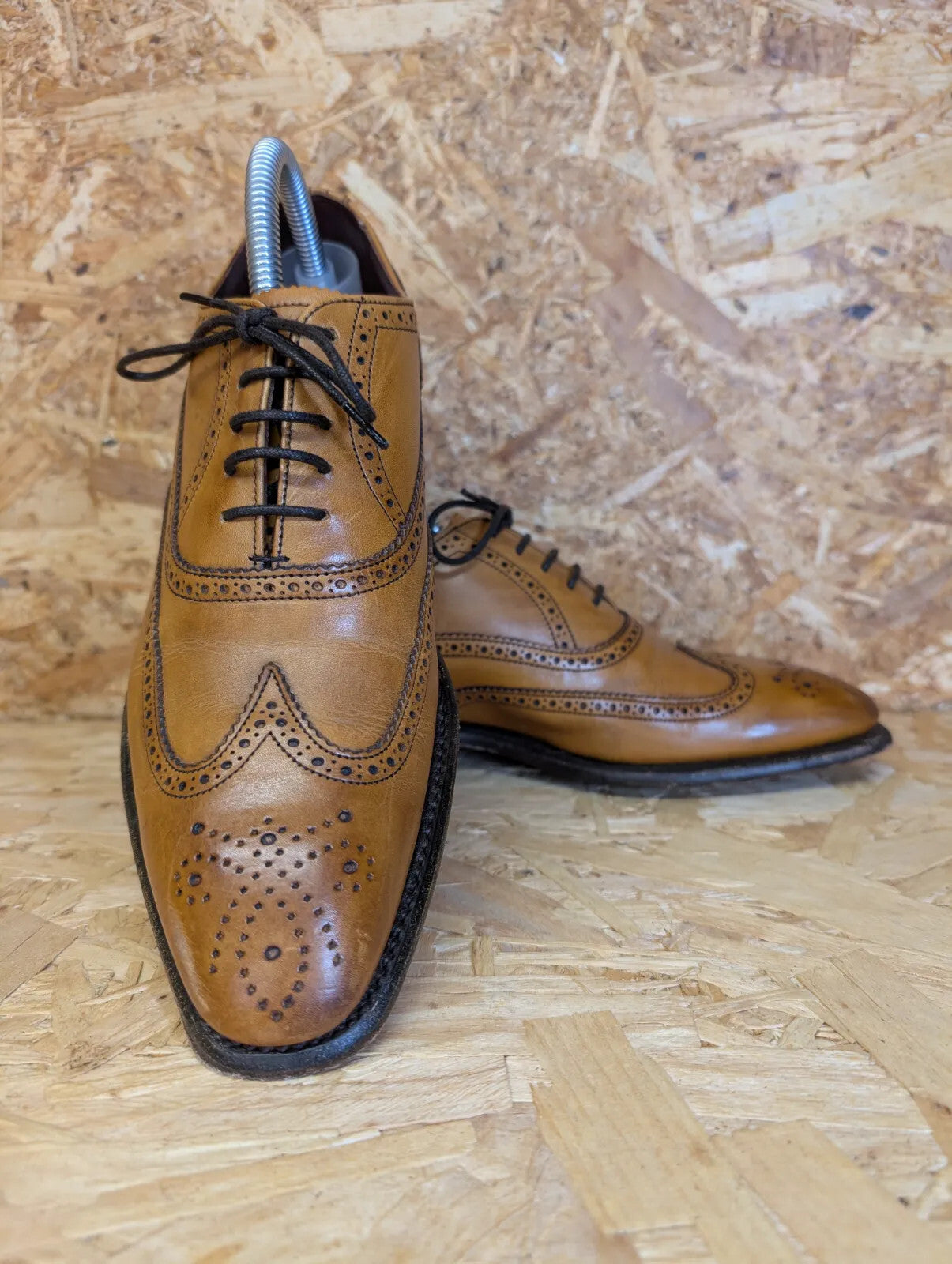 Joseph Cheaney & Sons Wingtip Oxford Shoes Men UK 7 Tan Leather Brogue Gladstone