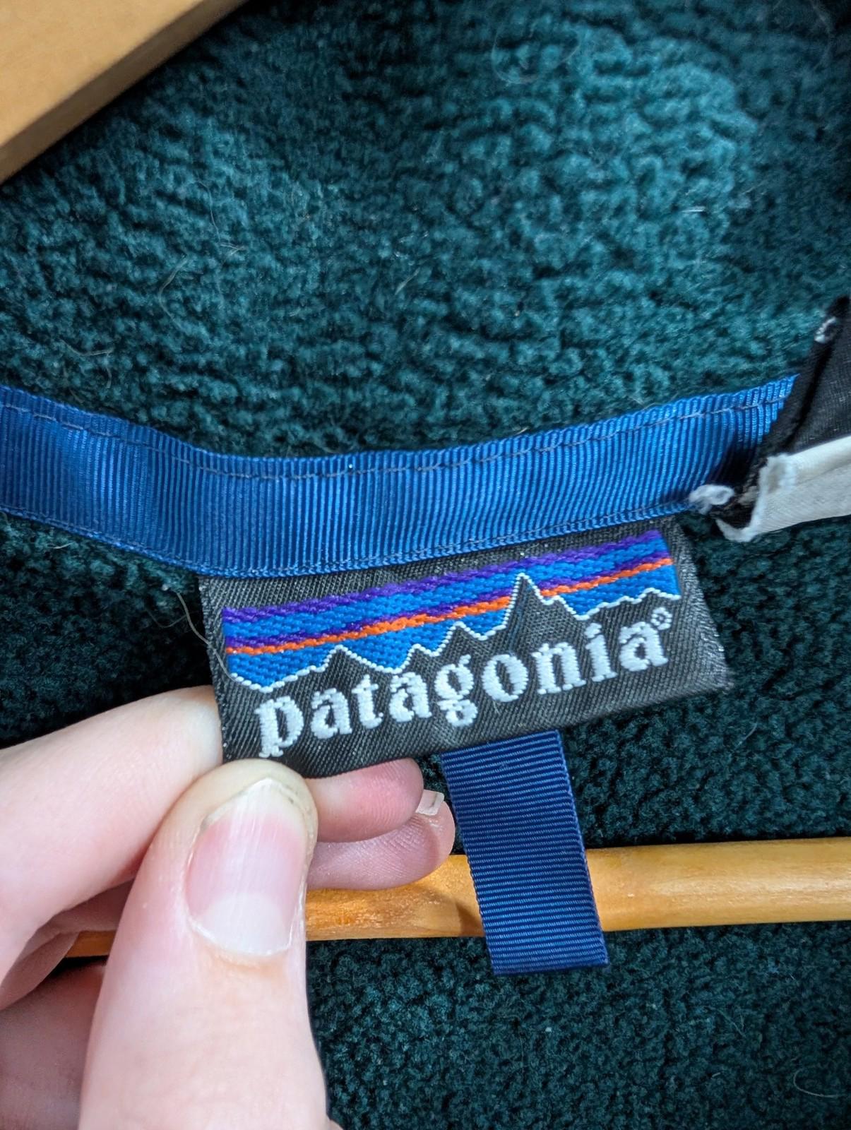 Patagonia Fleece Jacket Large Men Zip Pockets Green Hiking Vintage 90s Y2K Gorp