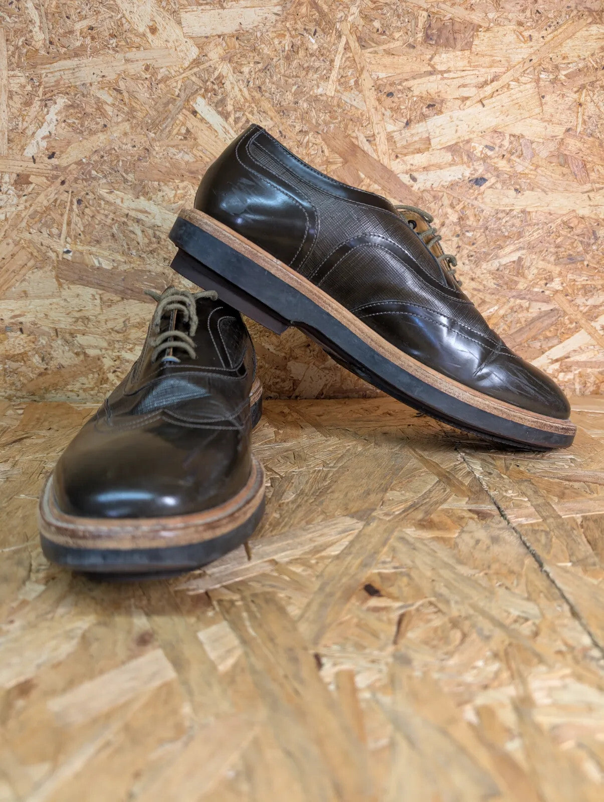 Paul Smith Derby Shoes Mens UK7 Brown Leather Brogue Chunky Sole Lace P106 Italy