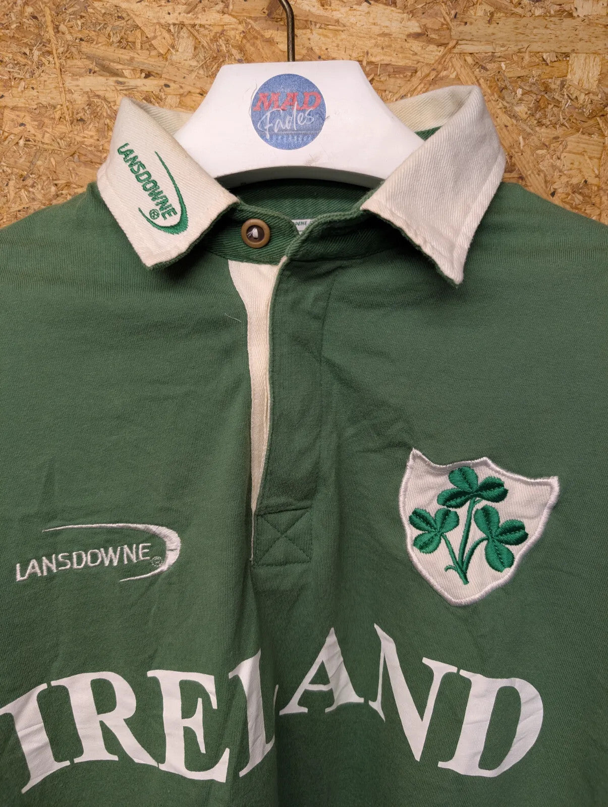 Vintage Ireland Rugby Shirt Mens XXL Green Cotton Lansdowne Logo Embroidered 90s