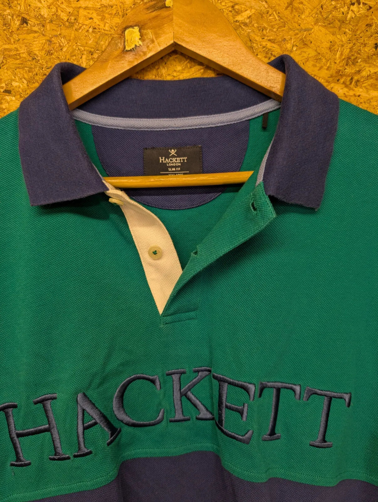 Vintage Hackett London Polo Shirt Mens XXL Green Cotton Embroidered 1 Logo 90s