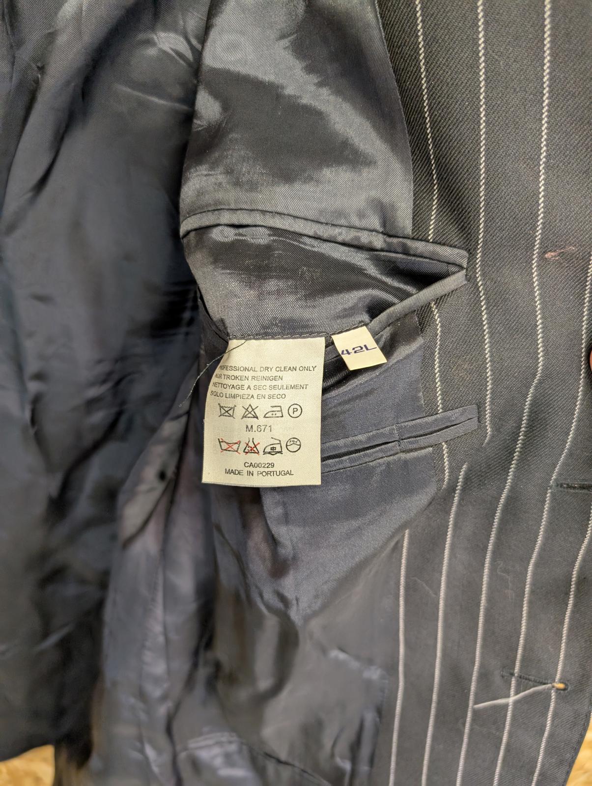 Aquascutum Blazer Mens 42 Large Wool Black Pinstripe Jacket Mod Retro Smart