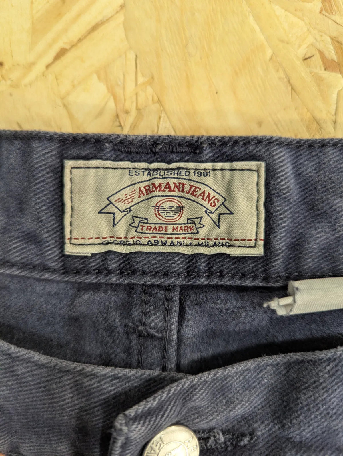 Vintage 90s Armani Jeans Mens W34 L31 Navy Blue Soft Denim Straight Leg Button