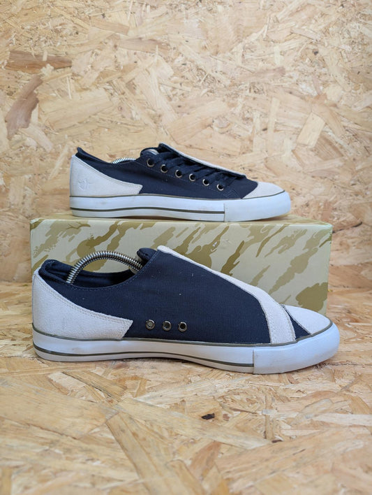 Maharishi Trainers UK 8 EU 42 Asym Day Shoes Low Suede Canvas Stone Navy Lace