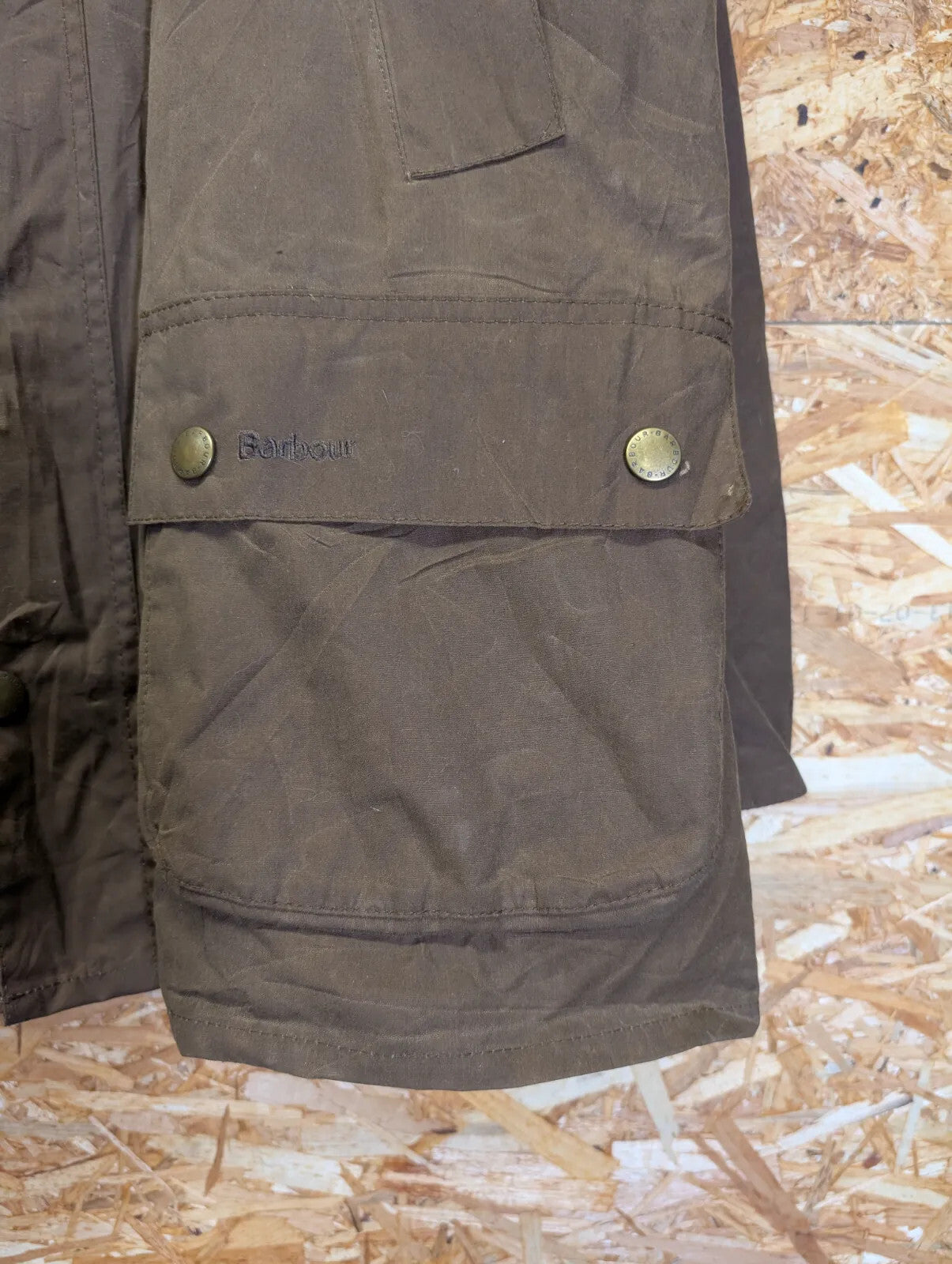 Barbour Ashby Wax Jacket XL Bark Khaki Rustic Brown England Tartan Cord Collar