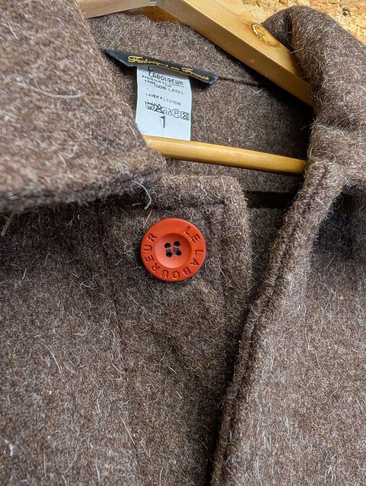 Le Laboureur Chore Jacket Men Size 1 Small Wool Utility Workwear Brown Pockets