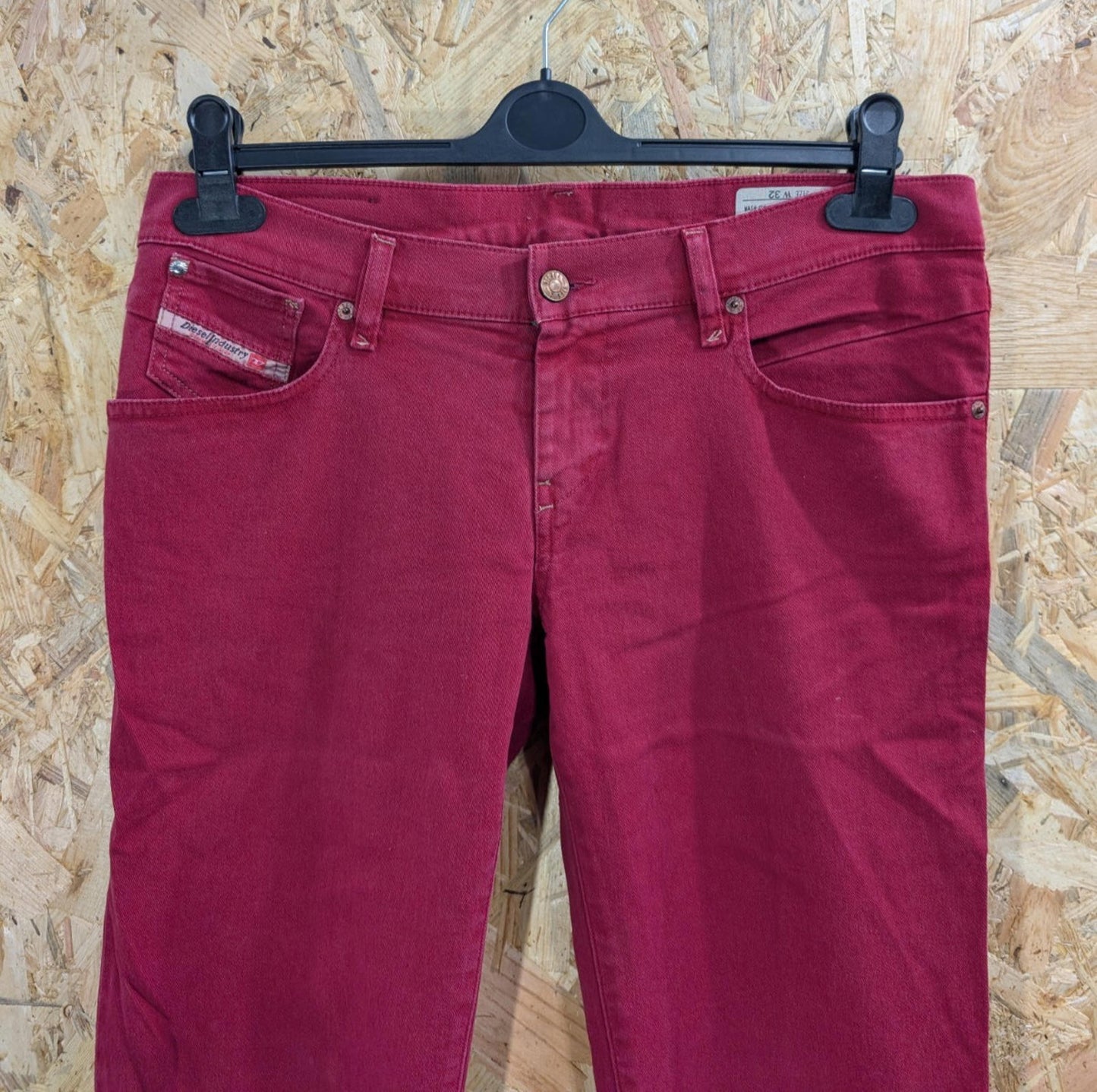 Diesel Getlegg Jeans W32 L37 Tall 0111C Red Slim Skinny Low Waist Stretch Denim