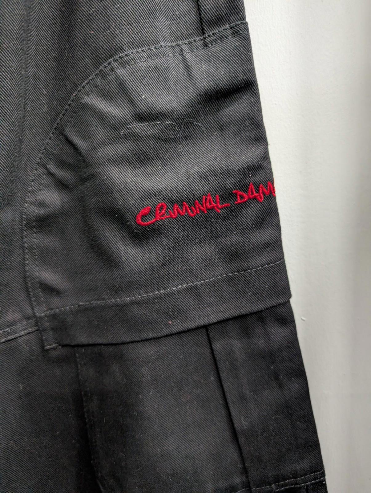 Criminal Damage Size W30 L32 Board Wear Trousers Cargo Black Baggy Wide Goth Y2K