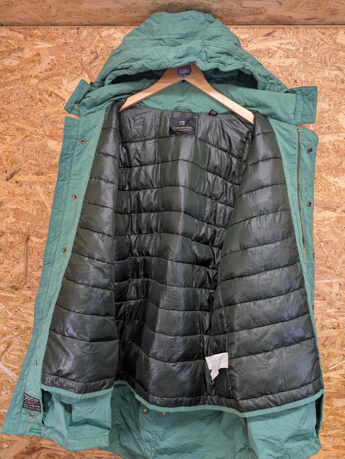 Scotch & Soda Parka Coat Large Men Snorkel Hood Fishtail Lined Mod Green Canvas
