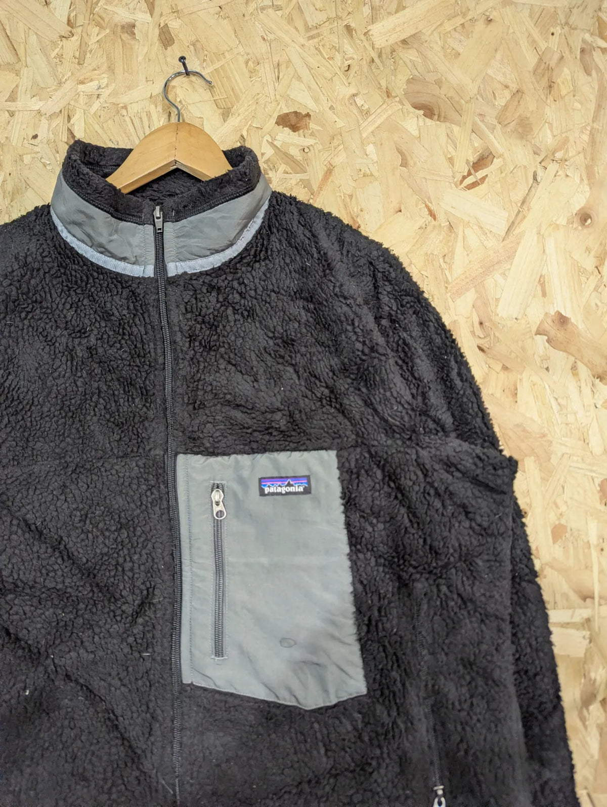 Patagonia Retro X Deep Pile Fleece Jacket Large Men Black Sherpa Full Zip Snap T