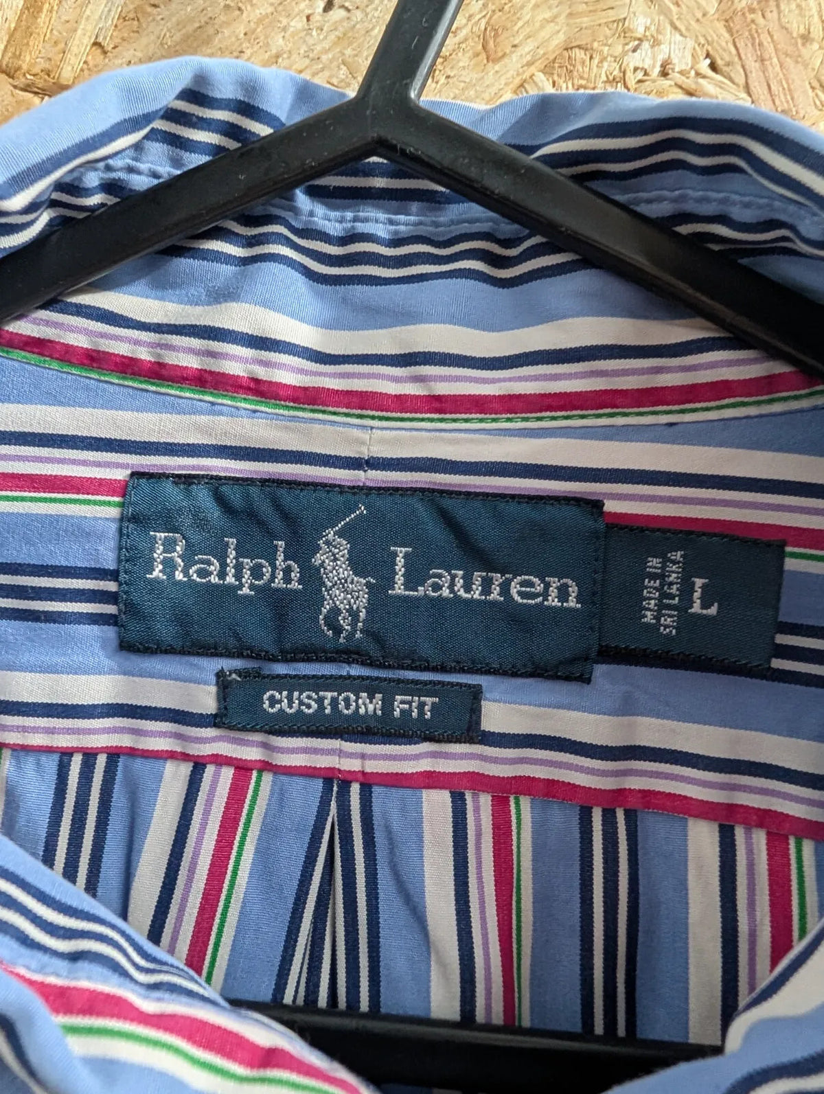 Polo Ralph Lauren Button Up Shirt Men Large Light Blue Cotton Striped Custom Fit