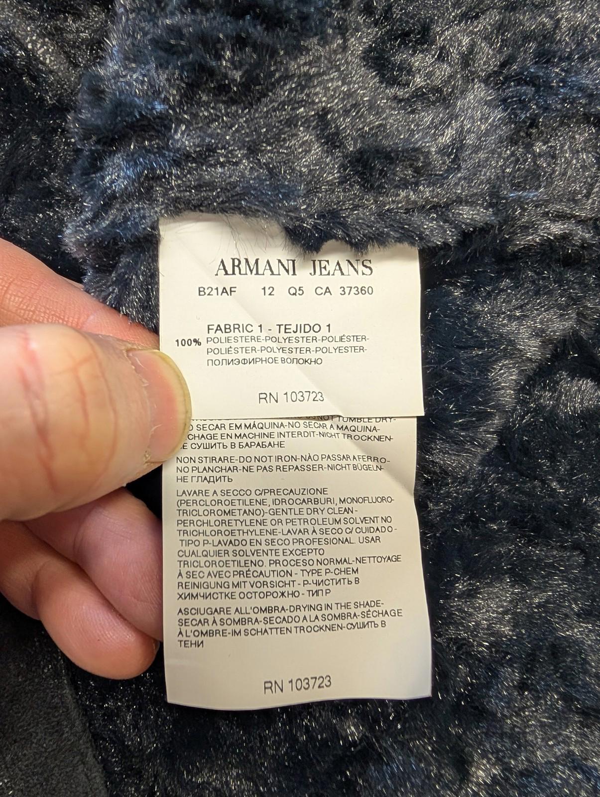 Armani Jeans Jacket Womens Size 12 Faux Fur Fleece Lined Suede Black BeigeY2K