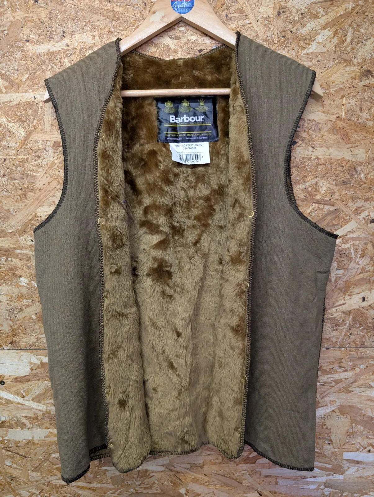 C34 Unisex Barbour Warm Pile Lining A297 Attachable Inner Vest Gilet Wax Jacket