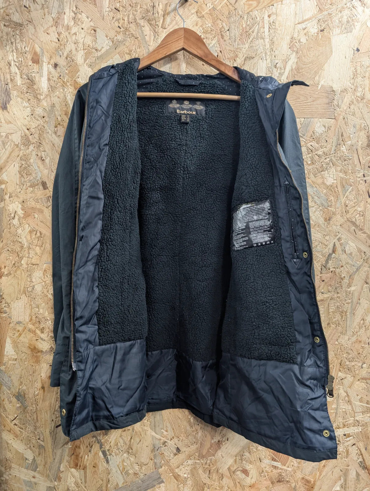 Barbour Retail Beadnell Parka Jacket Womens UK16 Black Fleece Lined Waterproof