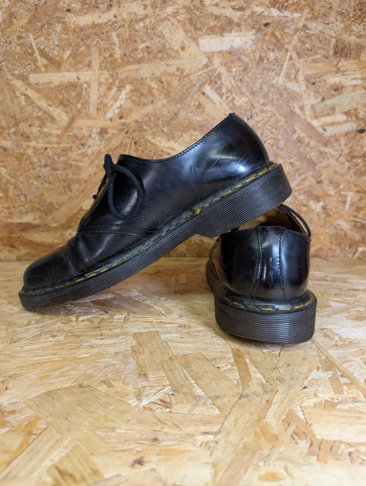 Vintage Dr Martens Shoes Mens UK 9 Black Leather Oxford Derby 1461 3-eyelet Lace