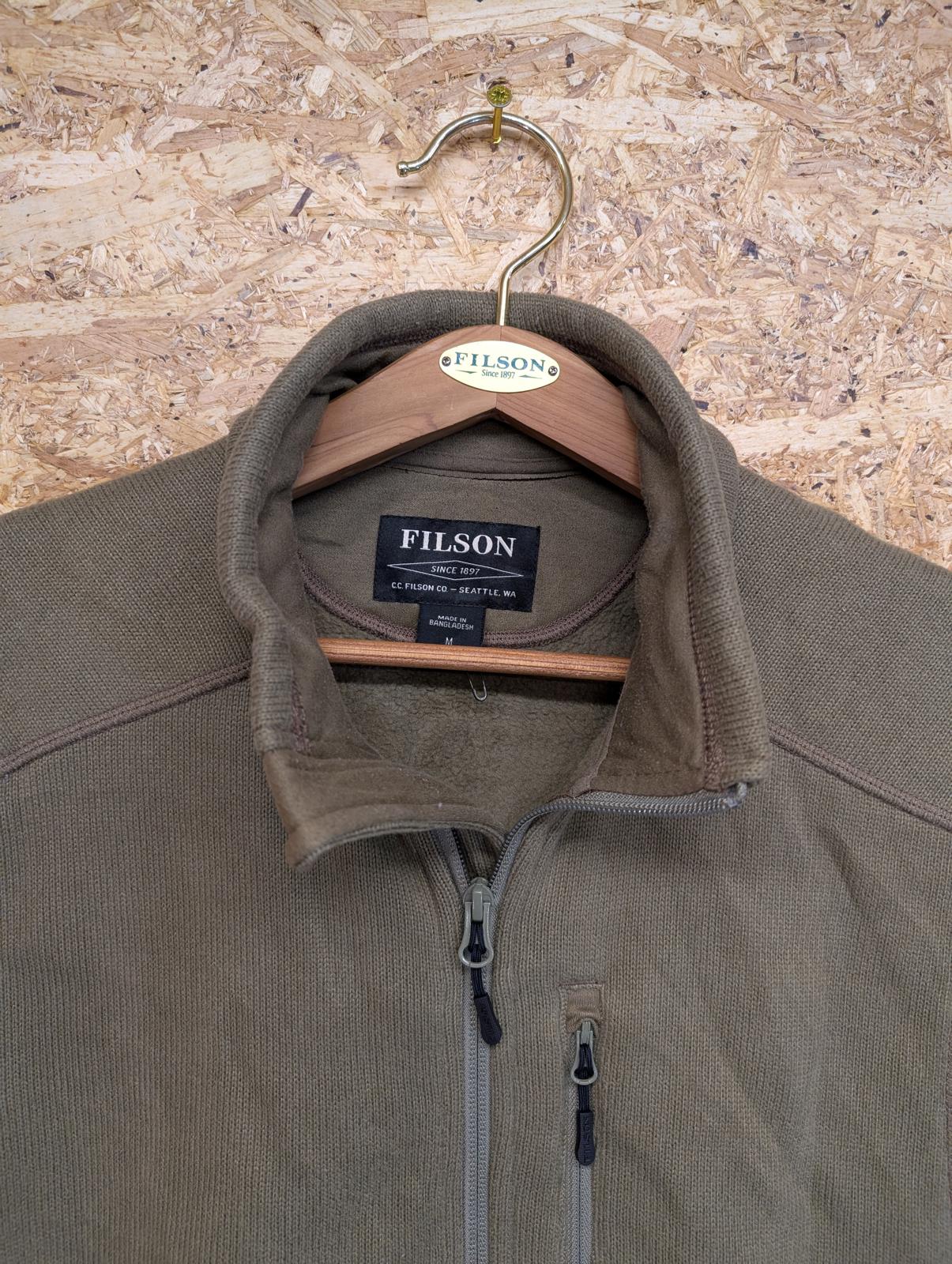 Filson Field Vest Mens Medium Khaki Green Fleece Polyester Bodywarmer Gilet Zip
