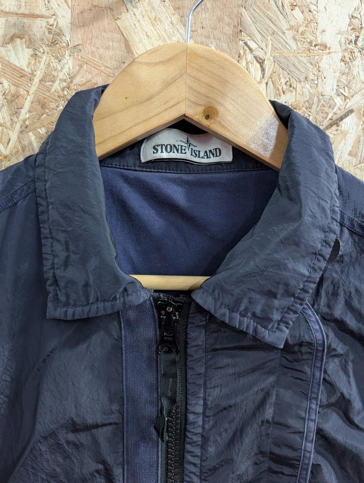 Stone Island 18 Overshirt Jacket Medium Men Metal Navy Blue Lined Full Zip Nylon