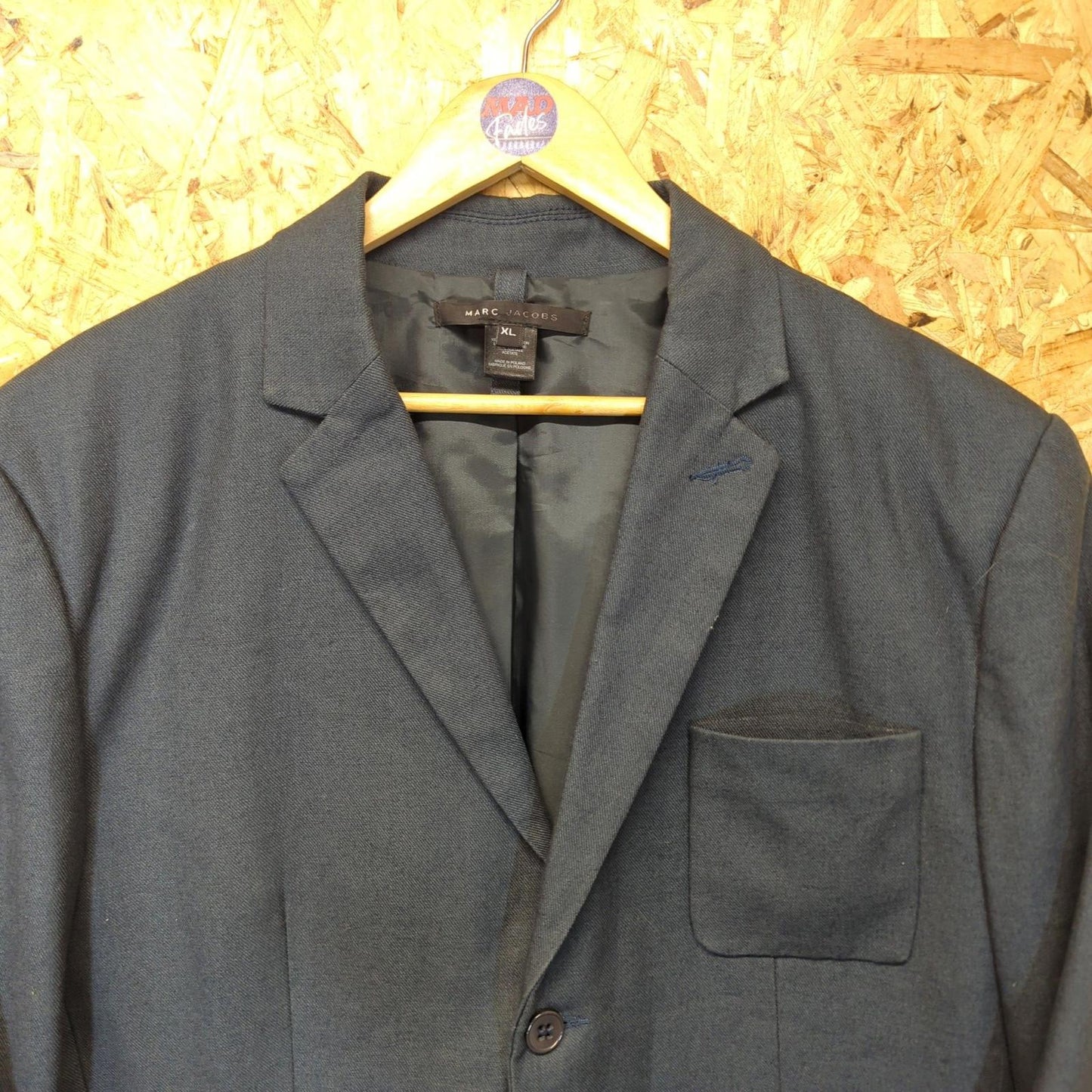 Marc Jacobs Blazer Mens Size XL Twill Cotton Canvas Jacket Thick Teal Blue
