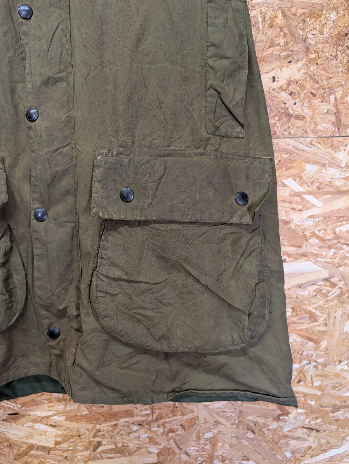 Vintage Barbour Border Hooded Wax Jacket Mens XL 44in 2 Royal Crest Warrants 80s