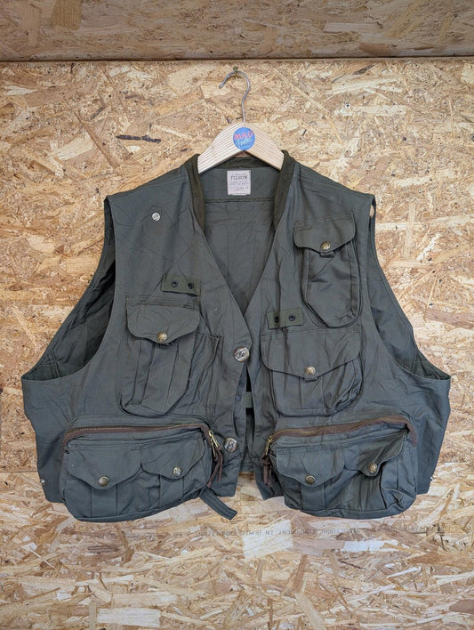 Filson Fly Fishing Vest Men XL USA Multi-Pocket Green Tactical Utility Spey