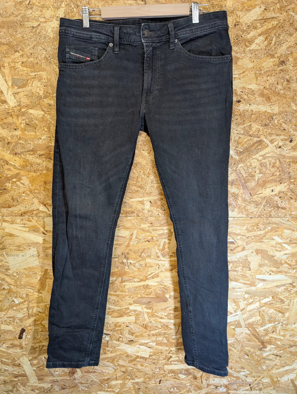 Diesel Thommer Jeans Mens W32 L32 Black Grey Charcoal Wash Denim Slim Zip Fly